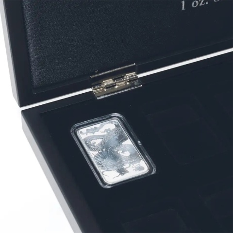 Volterra Uno | Coin Box for 18 Rectangular Dragon Silver Coins in Capsules
