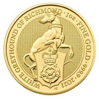 1 oz Queen’s Beasts White Greyhound of Richmond Gold Coin | 2021