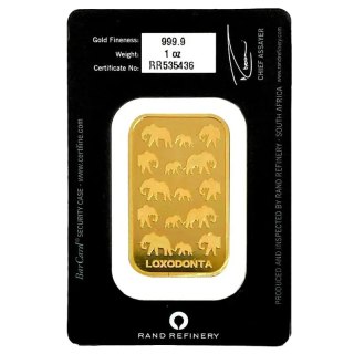 1 oz Loxodonta Africana Gold Bar | Rand Refinery