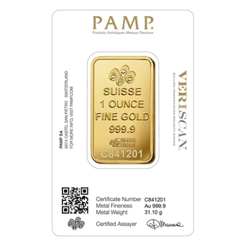 1 oz Gold Bar | PAMP Fortuna