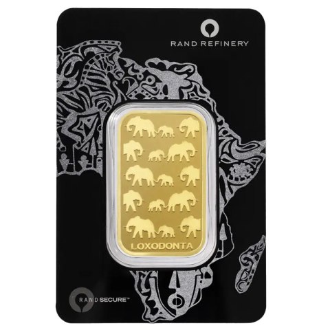 1 oz Gold Bar | Loxodonta Africana | Rand Refinery | QR Code