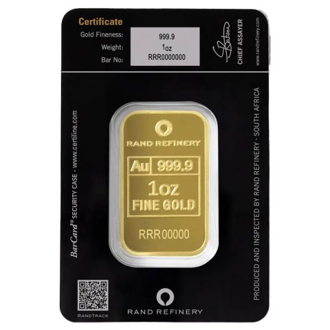 1 oz Gold Bar | Loxodonta Africana | Rand Refinery | QR Code
