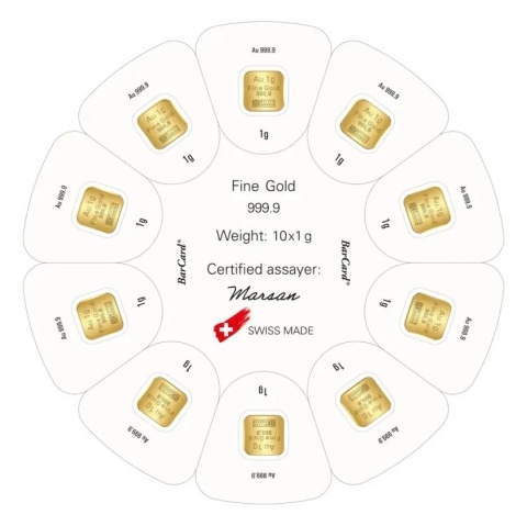 10 x 1 g GoldSeed Gold Bars | Argor-Heraeus – reverse