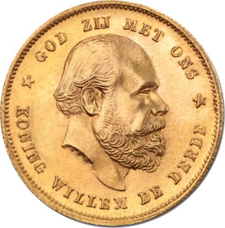 10 Guilders Netherlands William III Gold Coin | 1875 - 1889