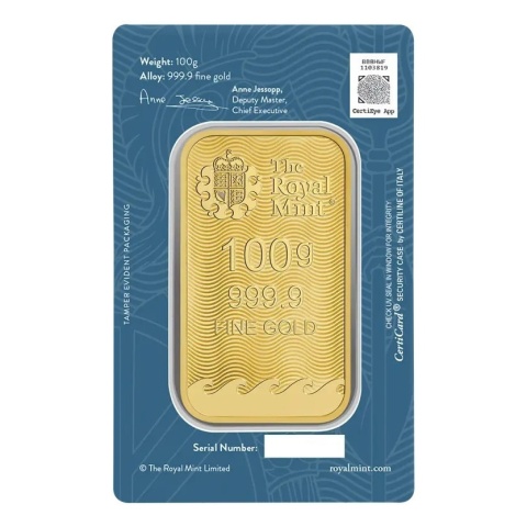 100 g Britannia Gold Bar | The Royal Mint
