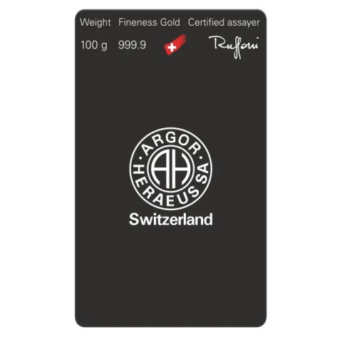 100 g Gold Bar | Argor-Heraeus | Cast