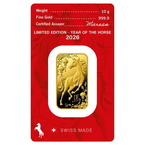 10 g Year of the Horse Gold Bar 2026 | Argor-Heraeus