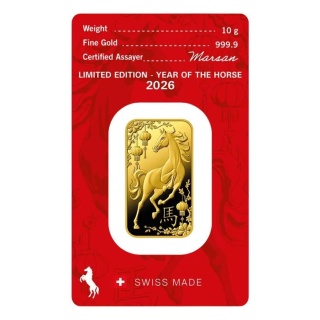 10 g Year of the Horse Gold Bar 2026 | Argor-Heraeus