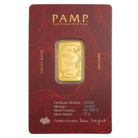 10 g Good Luck Phoenix Gold Bar | PAMP