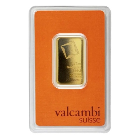 1/2 oz Gold Bar | Valcambi – obverse