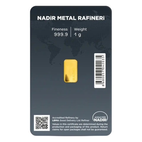 1 g Gold Bar | Nadir | LBMA – reverse