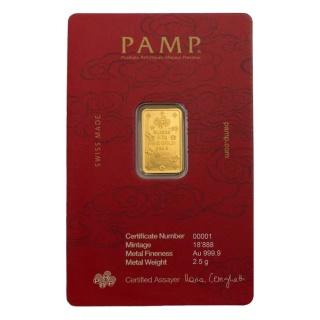 2.5 g Lucky Cat Gold Bar | PAMP Suisse