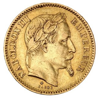 20 Francs France Napoleon III with Wreath Gold Coin | 1861 - 1870