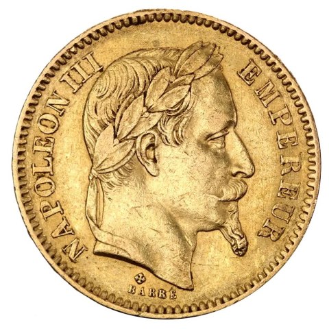 20 Francs France Napoleon III with Wreath Gold Coin | 1861 - 1870