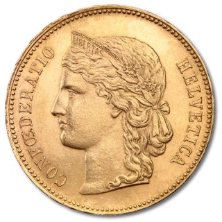 20 Swiss Francs Helvetia Gold Coin | 1883 - 1896