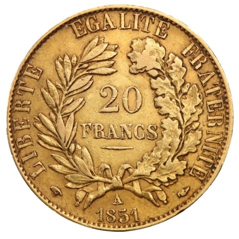 20 French Francs Cérès 2nd Republic | Gold | 1848-1852