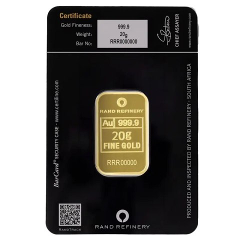 20 g Gold Bar | Loxodonta Africana | Rand Refinery | QR Code