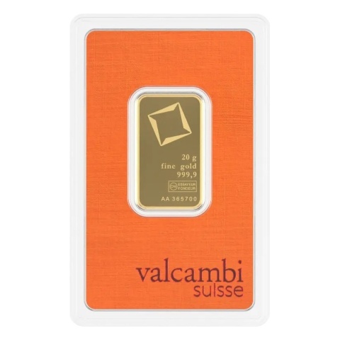 20 g Minted Gold Bar | Valcambi – obverse