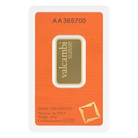 20 g Minted Gold Bar | Valcambi – reverse
