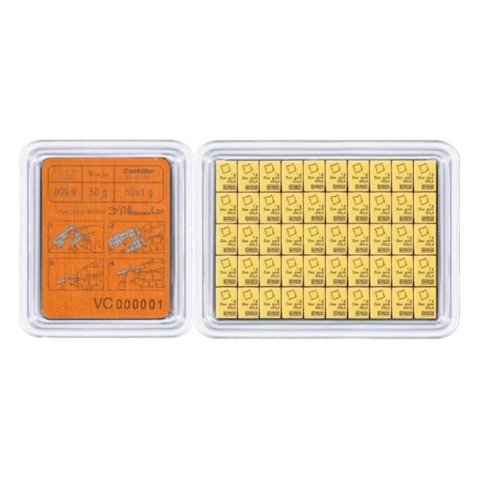50 x 1 g CombiBar Gold Bar | Valcambi – reverse