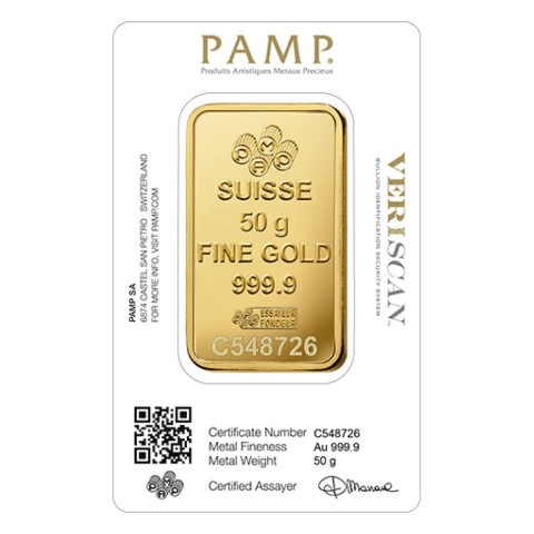 50 g Gold Bar PAMP Fortuna