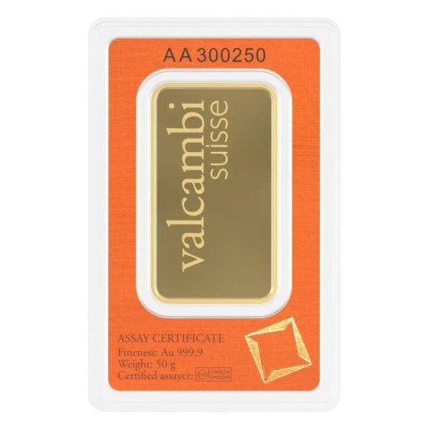 50 g Gold Bar | Valcambi | Minted – reverse