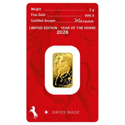 5 g Year of the Horse Gold Bar 2026 | Argor-Heraeus