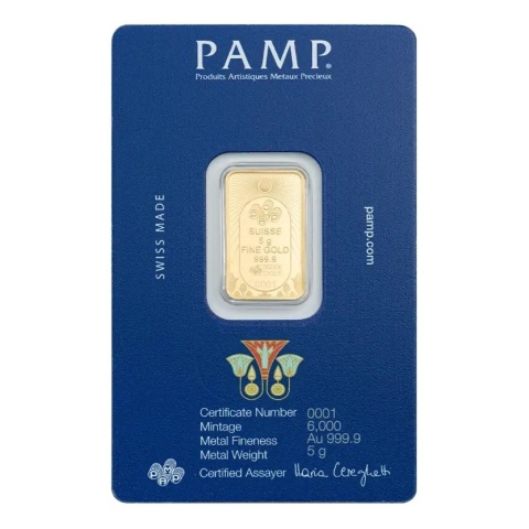 5 g Lucky Scarab Gold Bar | PAMP Suisse – reverse