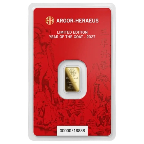 1 g Year of the Goat Gold Bar 2027 | Argor-Heraeus