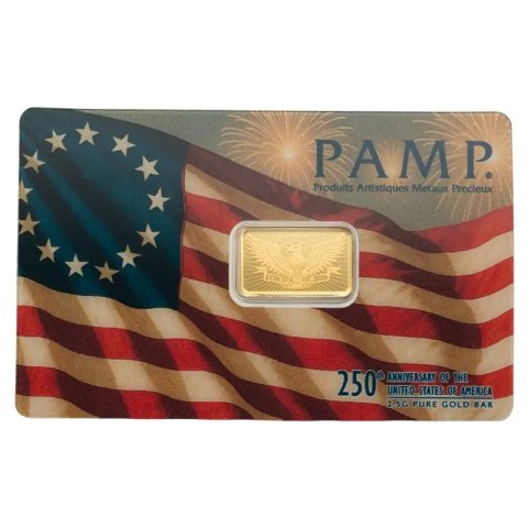2.5 g Heraldic Bald Eagle Gold Bar | PAMP Suisse