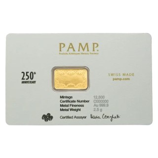 2.5 g Heraldic Bald Eagle Gold Bar | PAMP Suisse