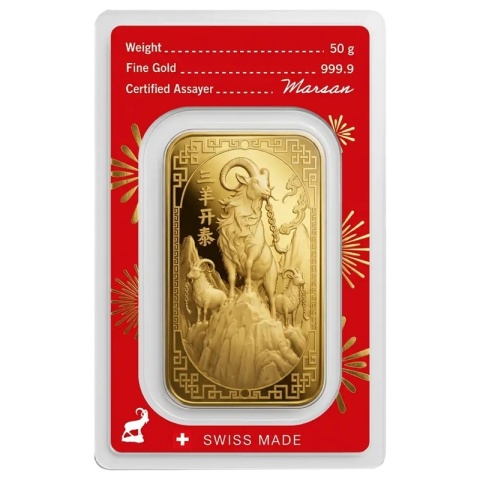 50 g Year of the Goat Gold Bar 2027 | Argor-Heraeus