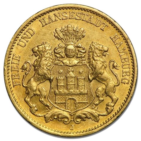 20 Mark Free and Hanseatic City of Hamburg Gold Coin | 1875-1913